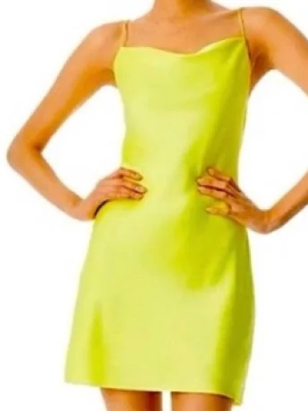 Alice + Olivia Lime Slip Mini Dress with Spaghetti Straps